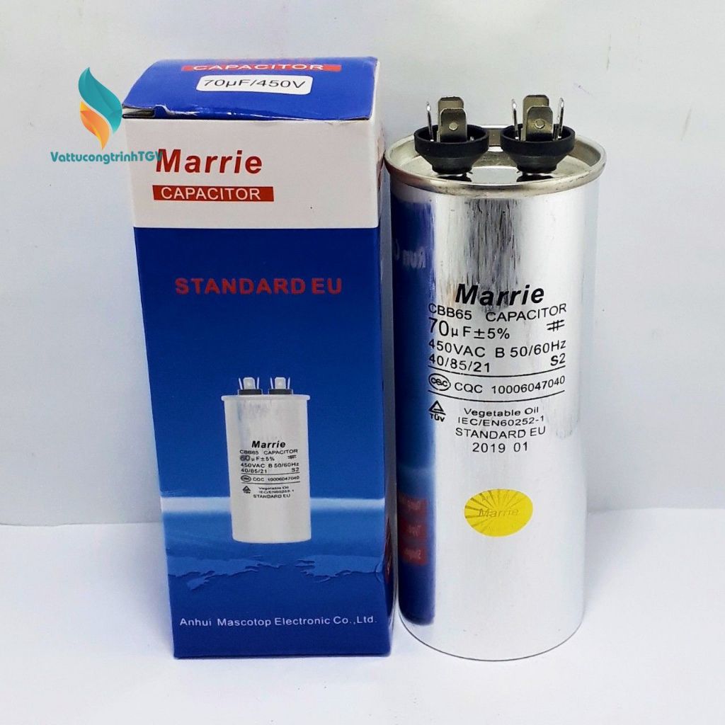 Tụ 2 chân Marrie CBB65 70uf + 5% dùng cho điều hòa