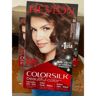    MÀU 46 NÂU HẠT DẺ    Nhuộm THỜI TRANG VÀ PHỦ BẠC  revlon MÀU 46 NÂU SOCOLA MEDIUM GOLDEN CHESTNUT BROWN 