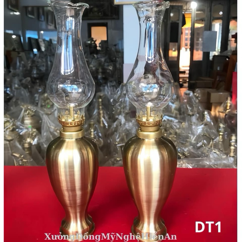 Đèn Dầu Bằng Đồng cattut cao cấp cao 29cm cả bóng- 1 Cây