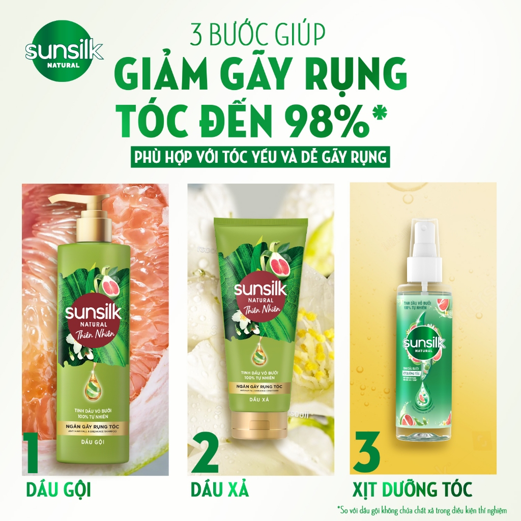 Combo Gội xả Sunsilk Thiên Nhiên Ngăn Gãy Rụng Tóc Đến 98% và Dưỡng Phục Hồi Chuyên Sâu Từ Gốc 380ml + 330ml | BigBuy360 - bigbuy360.vn