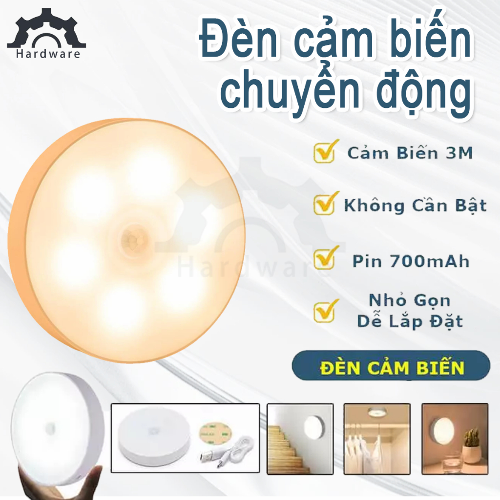 Đèn Led cảm ứng chuyển  Led Cảm Biến Chuyển Động Đèn Cảm Ứng Gắn Tường Cầu Thang Tủ Quần Áo Thông Minh Sạc USB