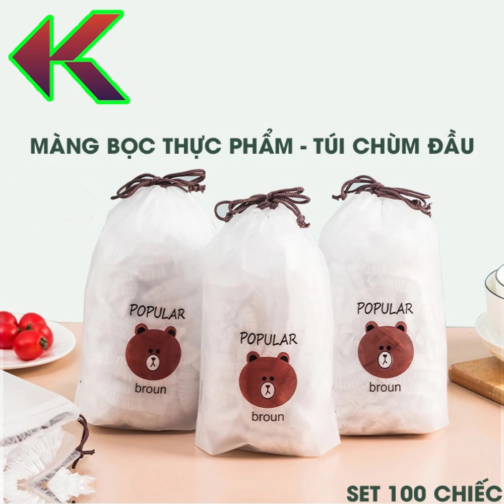 Túi màng bọc thực phẩm JY chất liệu PE co dãn có chun siêu dai - Túi gấu bọc đồ ăn