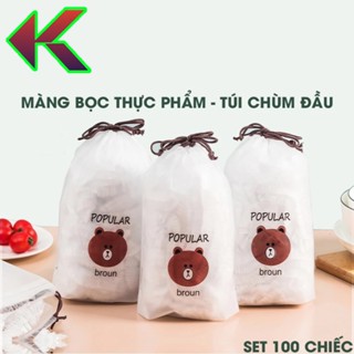Túi màng bọc thực phẩm JY chất liệu PE co dãn có chun siêu dai - Túi gấu bọc đồ ăn