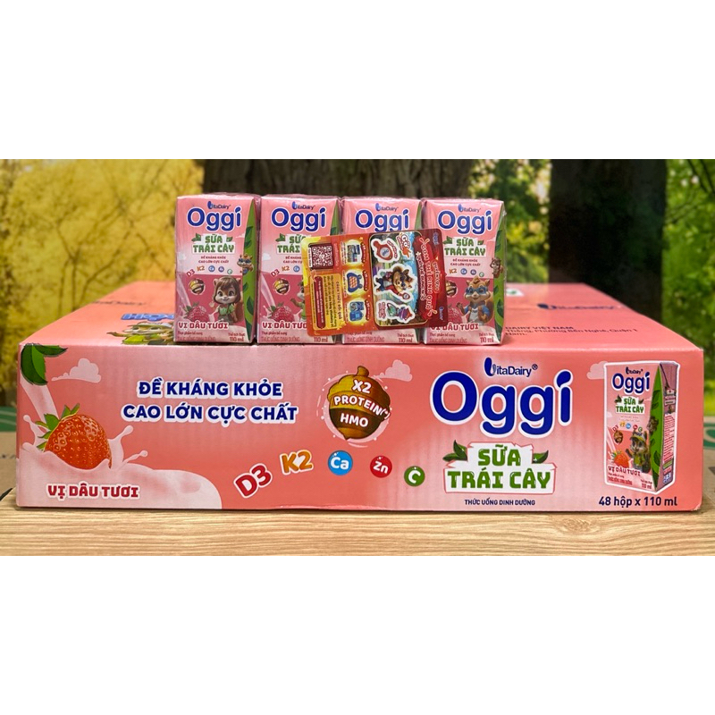 1 Thùng Sữa Trái Cây Oggi Vị Cam,Dâu Hộp 110ml/48 hộp x 110ml