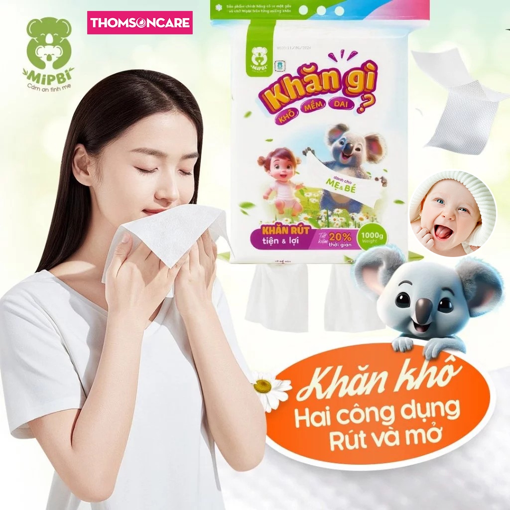 Khăn vải khô đa năng MIPBI cao cấp cho mẹ và bé, khăn vải mềm mại, chất liệu an toàn cho cả nhà - Thomsoncare