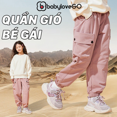 Quần dài bé gái BabyloveGO, quần gió cho bé vải gió trám cao cấp chống nước, chống gió kiểu dáng thời trang