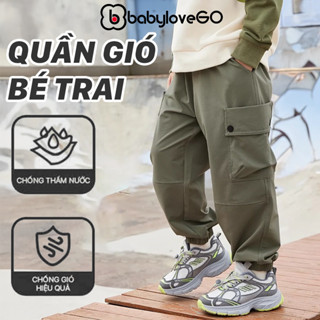  Quần dài bé trai BabyloveGo quần gió túi hộp cho bé chất vải chống thấm nước kiểu dáng thời trang QG01 