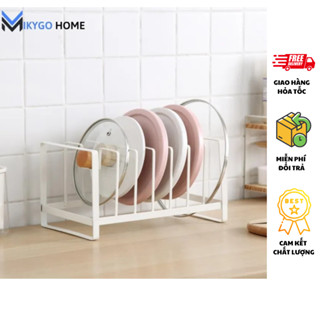Kệ để nắp vung nồi Lubita 7 ngăn, Kệ để thớt xoong nồi bằng thép carbon sơn tĩnh điện cao cấp không han gỉ