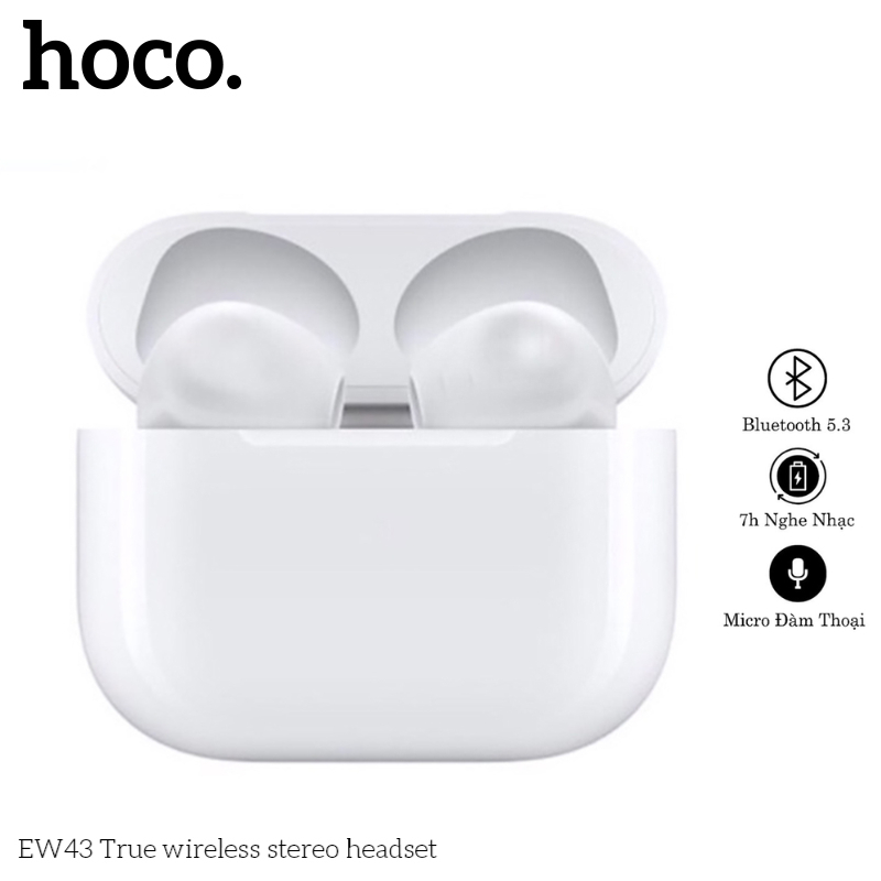 Tai Nghe Bluetooth Hoco EW43 TWS 5.3 – Nghe Nhạc 7H, Có Mic Đàm Thoại, Âm Thanh Stereo Sống Động