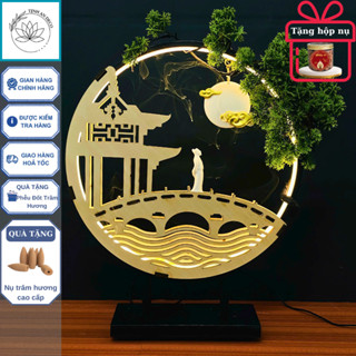 TỔNG SỈ [TẶNG KÈM HỘP NỤ TRẦM] Thác Khói Trầm Hương Tranh Gỗ Đền Ngọc Sơn Thi Nhân Ngắm Trăng Tịnh An.