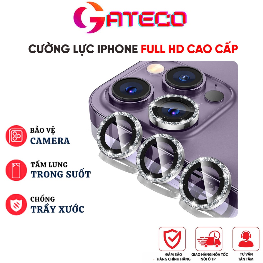 Bộ dán mắt camera iphone 16promax 18 Promax 17 pro 15Pro 14 11 Pro max 12 Pro 14 plus 13Mini Titan đính đá - Gateco mall