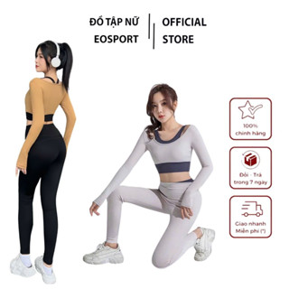 Bộ tập gym yoga nữ dài tay phối màu set tập mùa đông quần dài áo xỏ ngón co giãn D07