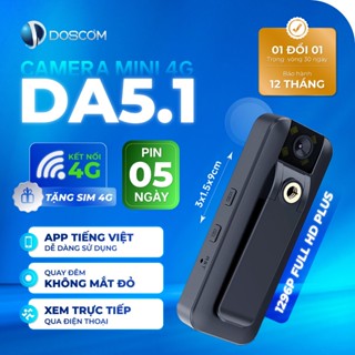 Camera 4G Mini Doscom DA5.1 Full HD 1296P Góc Siêu Rộng, Hỗ Trợ Tầm Nhìn Đêm - Tặng Kèm Sim 4G