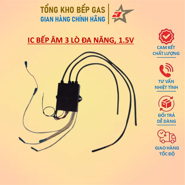 IC Đánh Lửa Bếp Gas Âm 3 Lò 1,5V (Bộ Đánh Điện Bếp Gas Âm 3 Đầu Đốt)