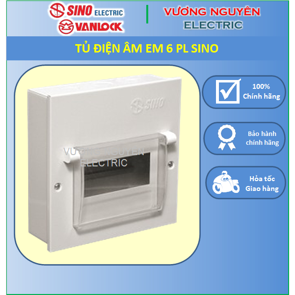Tủ điện vỏ kim loại lắp âm chứa 6 đường 6 CB tép Sino EM6PL