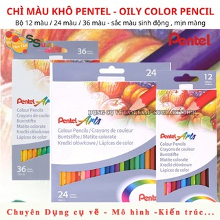 Chì màu khô pentel 12 màu / 24 màu - chính hãng pentel