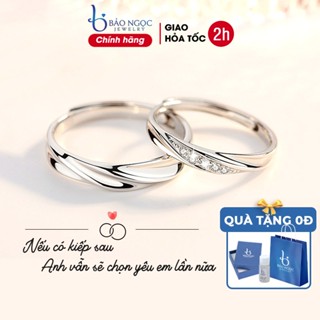 Nhẫn đôi bạc nam nữ S925 đính đá CZ, Nhẫn cặp định ước tình yêu bền lâu cho cặp đôi - ND2882