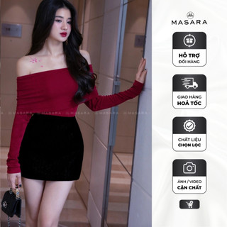  Chân váy nữ MASARA nhung đen form ôm suông tôn dáng 