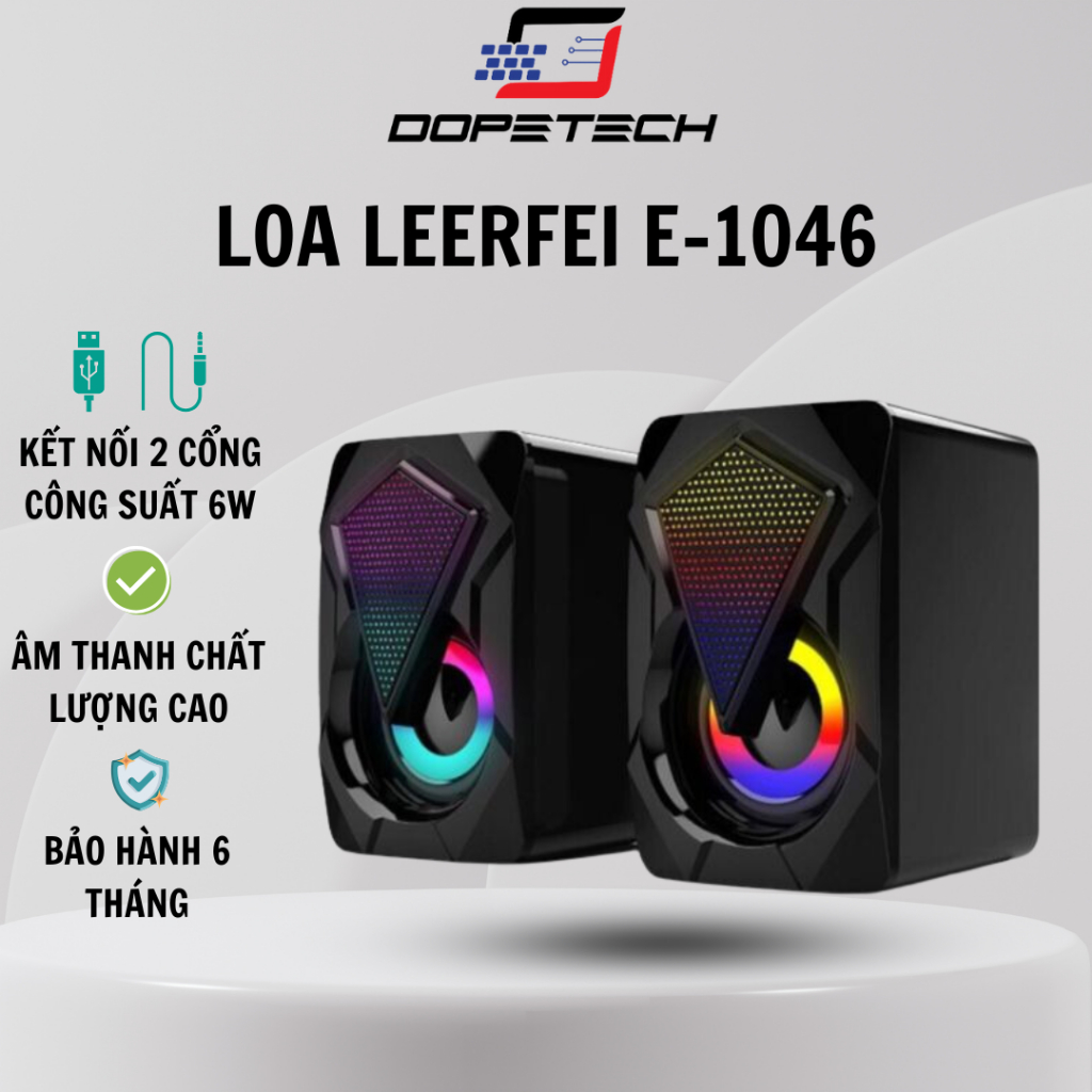 Loa Vi Tính Mini Laptop LED RGB E-1046, Loa Máy Tính Gaming Cao Cấp Cho PC, Laptop Để Bàn DOPETECH