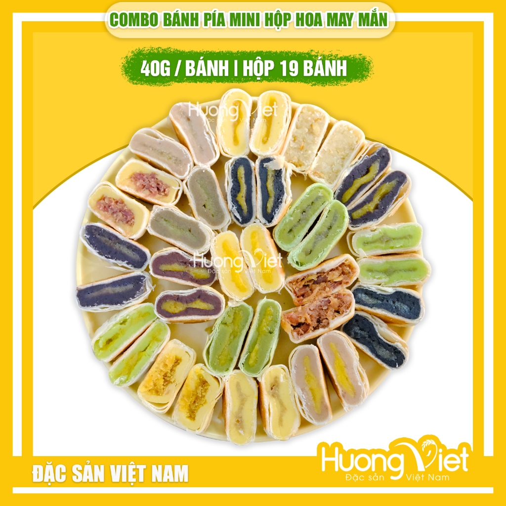 Combo 19 vị bánh kim sa mini 40g , bánh pía mini Tân Huê Viên Sóc Trăng 19 bánh 19 vị