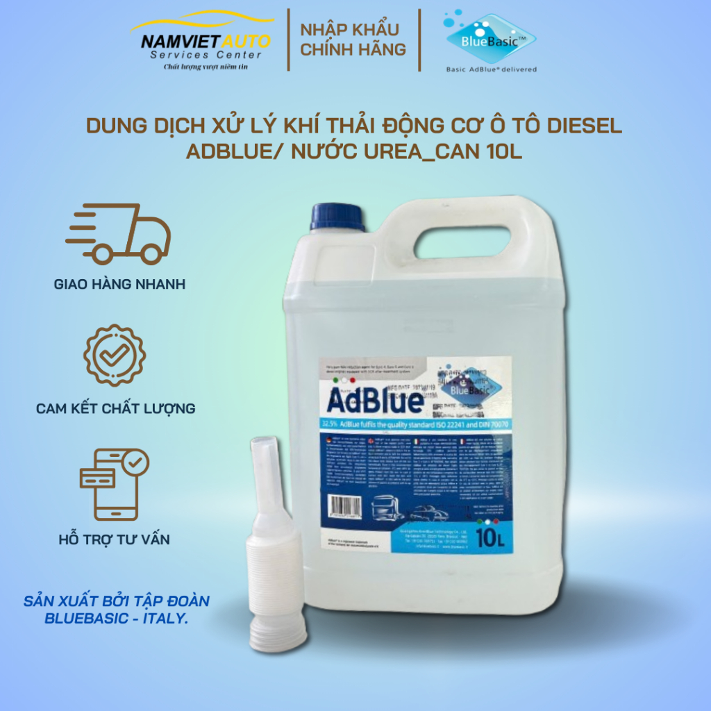 Dung dịch xử lý khí thải dành cho ô tô diesel AdBlue nhập khẩu (Bluebasic)/ Nước Urea/DEF_Can 10L