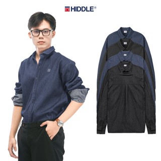 Áo sơ mi jean nam hàng hiệu HIDDLE vải denim đen, xanh rin tay dài cao cấp chính hãng | H10-S8_H-S1