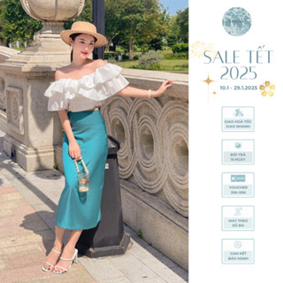 Áo croptop FELANCY có cách điệu bèo mặc được nhiều kiểu như trễ vai cổ vuông lệch một bên by Serene