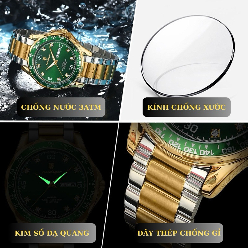 Đồng hồ nam chính hãng POEDAGAR 963 sang trọng cao cấp thời trang nam phong các doanh nhân dây kim loại | BigBuy360 - bigbuy360.vn