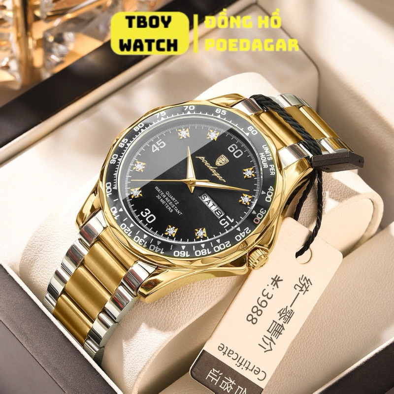 Đồng hồ nam chính hãng POEDAGAR 963 sang trọng cao cấp thời trang nam phong các doanh nhân dây kim loại | BigBuy360 - bigbuy360.vn