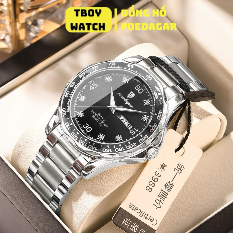 Đồng hồ nam chính hãng POEDAGAR 963 sang trọng cao cấp thời trang nam phong các doanh nhân dây kim loại | BigBuy360 - bigbuy360.vn