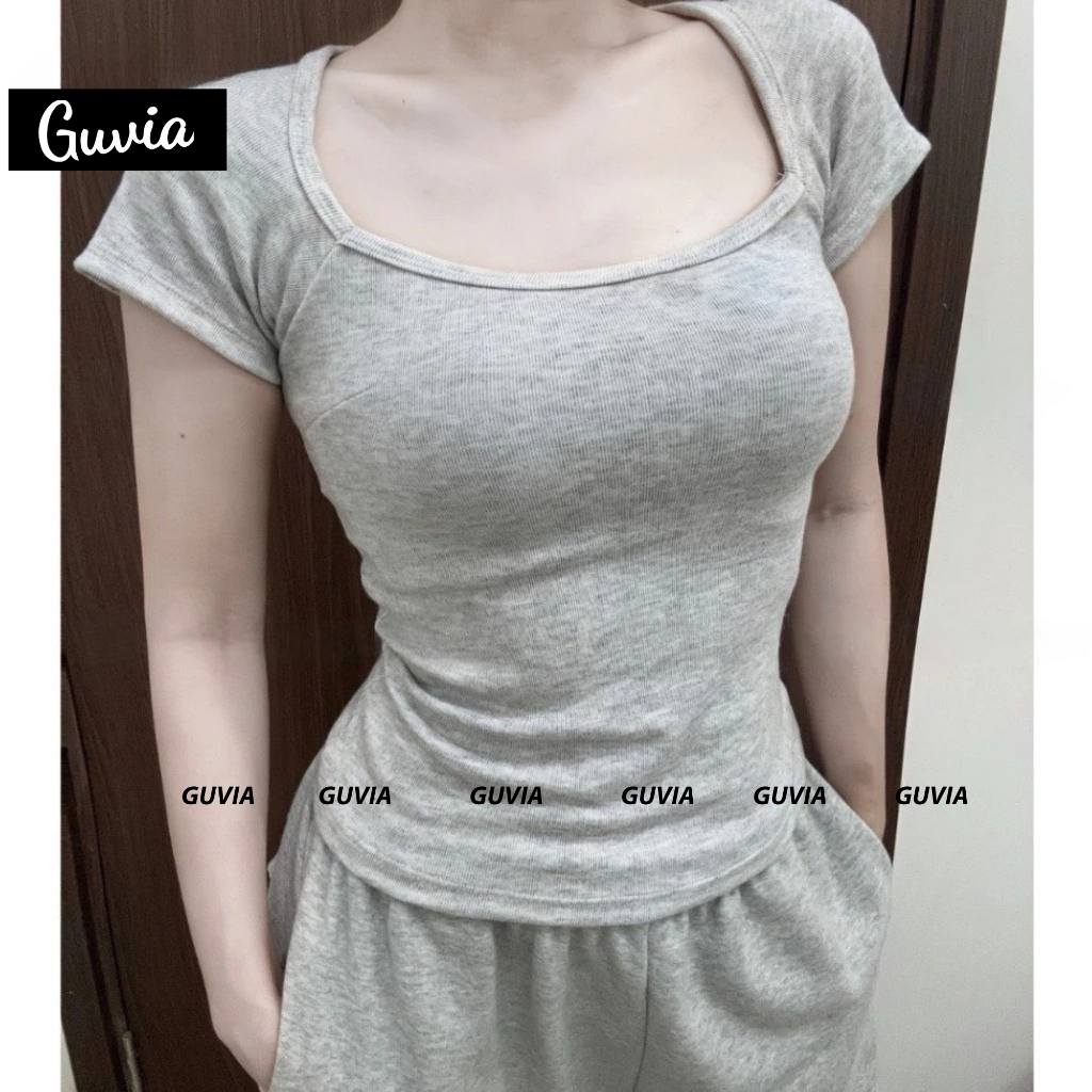 [Bản Mới] Áo Thun Cúp Cổ Vuông Ôm Gọn Tôn Dáng chất tăm mịn mát mặc thoải mái Guvia ADD58 | BigBuy360 - bigbuy360.vn