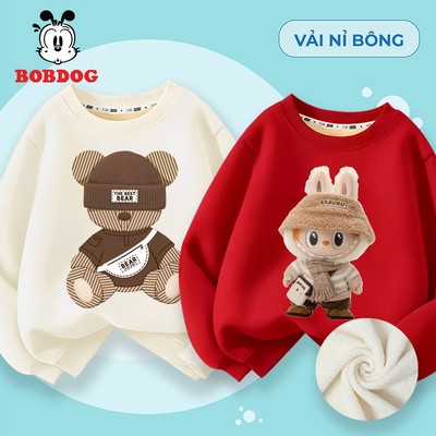 Áo bé trai BOBDOG chất liệu vải nỉ bông ấm áp in hình gấu cute mới nhất cho bé