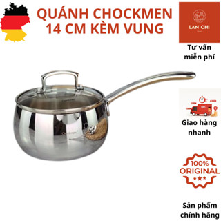 Quánh inox CHOCKMEN 14cm kèm vung, quánh inox 14 cm, quánh bếp từ, quánh kèm vung, quánh nấu bột