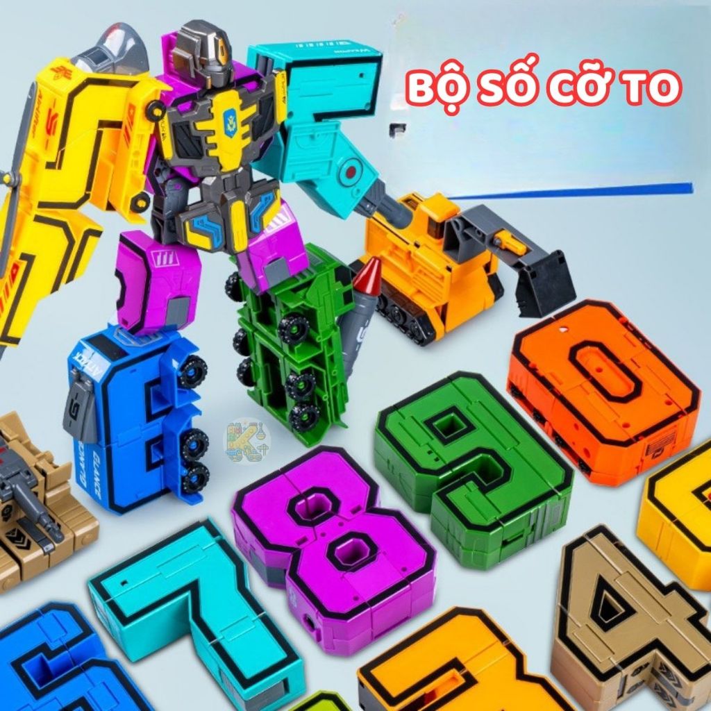 Đồ Chơi Lắp Ráp Robot Số Biến Hình 10 Số HieuMinhCar, các chữ số có thể lắp ráp5 số lại với nhau thà
