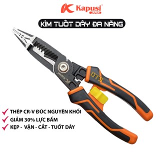 Kìm cắt tuốt dây điện đa năng Nhật Bản 6 trong 1 hãng Kapusi JAPAN 210mm, kìm điện đa năng (Kẹp-Cắt-Vặn-Tuốt dây) K-9102