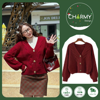 Áo Len Nữ Hikaru Vải Len Lông Thỏ Mềm Mại Giữ Ấm, Áo Sweater Nữ Cổ Chữ V Cúc Cài Thời Trang Charmy Shop