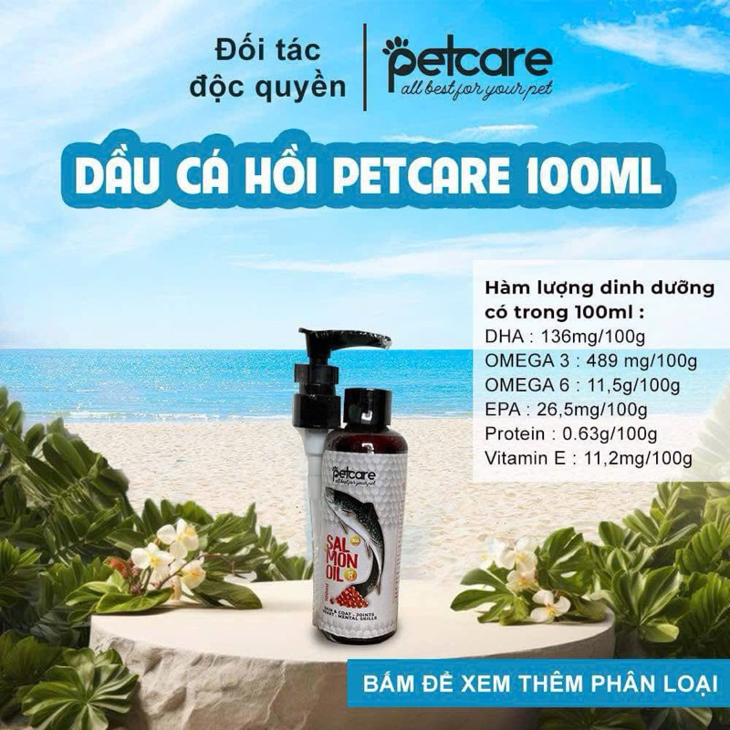 Dầu cá hồi petcare dưỡng lông, sáng mắt cho thú cưng
