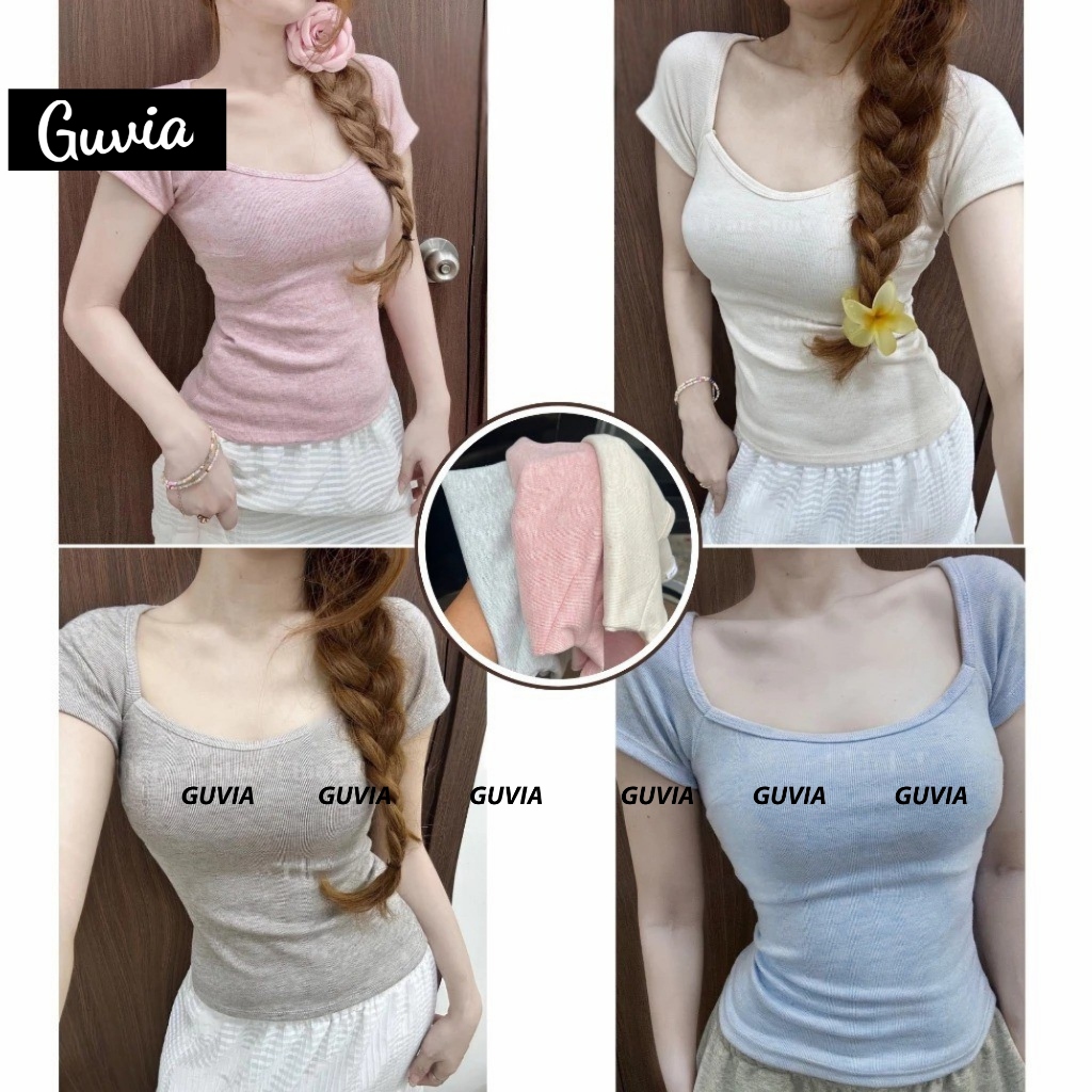 [Bản Mới] Áo Thun Cúp Cổ Vuông Ôm Gọn Tôn Dáng chất tăm mịn mát mặc thoải mái Guvia ADD58 | BigBuy360 - bigbuy360.vn