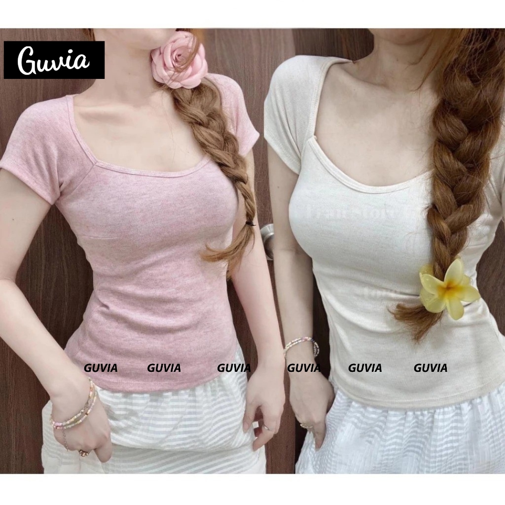 [Bản Mới] Áo Thun Cúp Cổ Vuông Ôm Gọn Tôn Dáng chất tăm mịn mát mặc thoải mái Guvia ADD58 | BigBuy360 - bigbuy360.vn