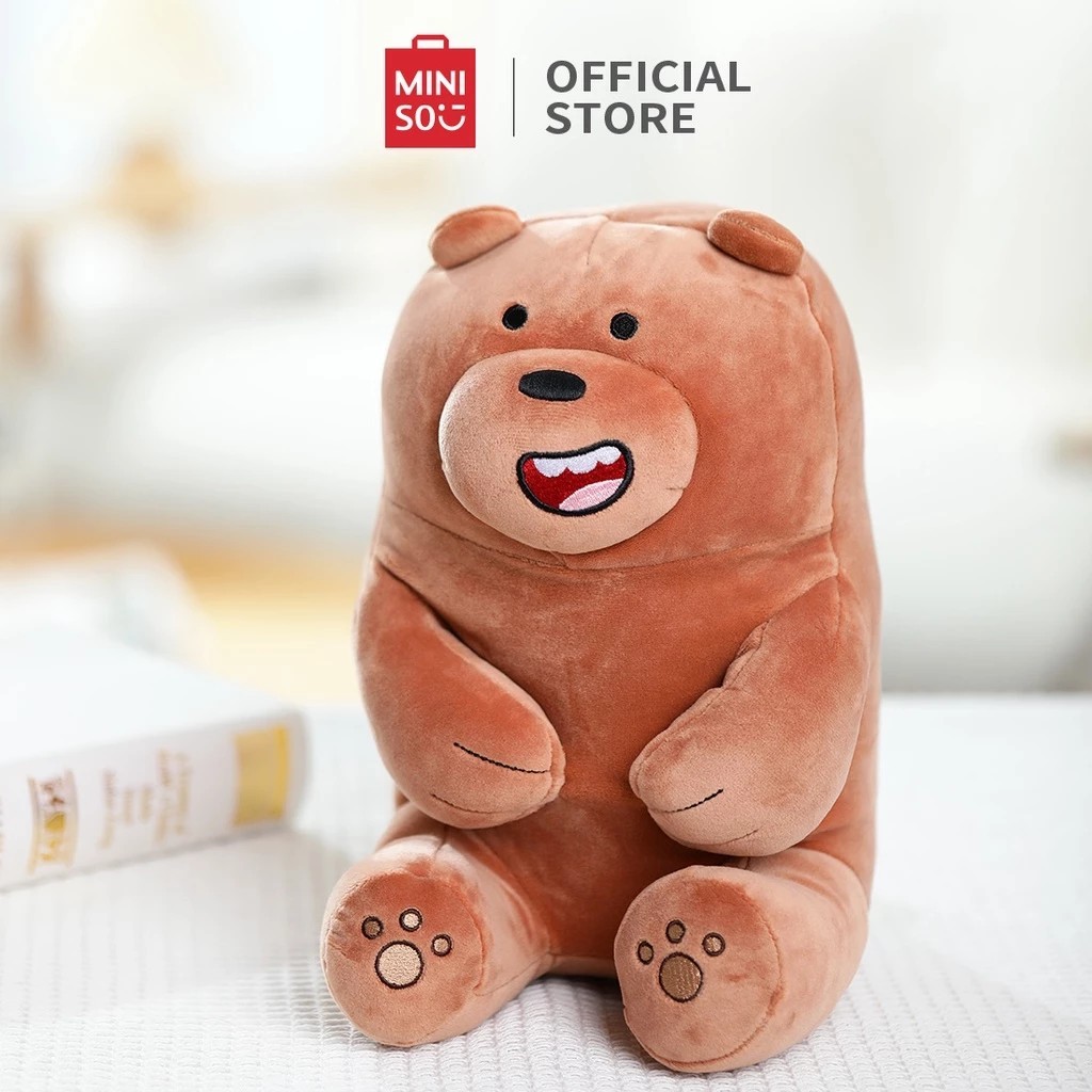 Gấu Bông Thú Nhồi Bông We Bare Bears MINISO Búp bê đồ chơi gấu Grizzly, Panda, Ice Bear dễ thương