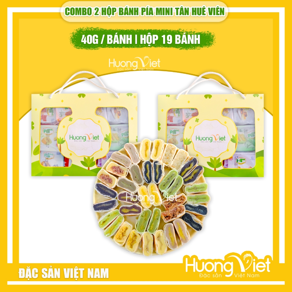  COMBO 2 hộp quà bánh pía kim sa mini 19 bánh 19 vị HỘP HOA MAY MẮN bánh pía Sóc Trăng Tân Huê Viên 