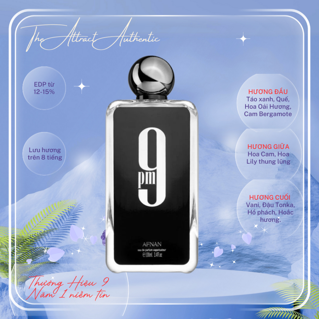 10ml-20ml Afnan 9PM | Nước hoa nam |  Attract Perfume Jewelry