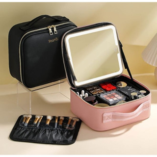  Cốp đựng mỹ phẩm mini Hộp trang điểm dung lượng lớn có đèn LED gương xăm và hộp dụng cụ trang điểm túi đựng mỹ phẩm đồ 