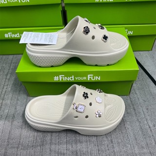   Có đủ logo  Dép nữ Cross Stomp Slide Dép Cross Nữ Đế Cao 7CM - Tặng kèm sẵn 12 Charm 