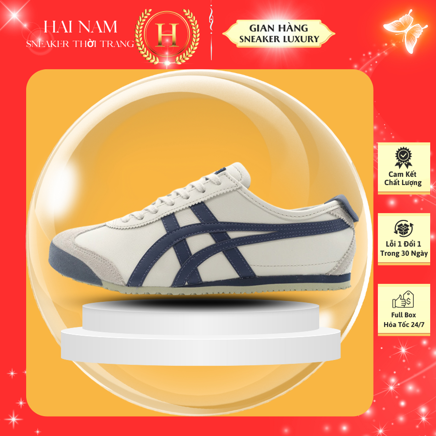 [ Hàng Chính Hãng ] Giày Onitsuka Tiger Mexico 66 Cream Navy nam nữ full box
