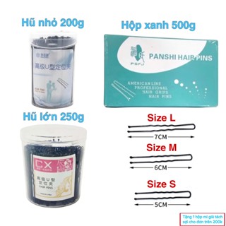 Kẹp ghim, kẹp tăm chữ U cài tóc chuyên nghiệp, bọc sơn đen chống gỉ có sẵn 3 size S, M, L
