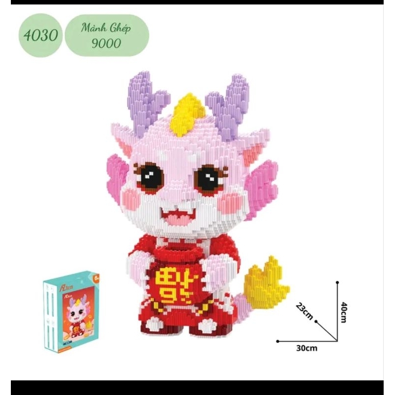 Lego Mô Hình 3D  Phúc Long Hồng.Siêu Dễ Thương Siêu Đẹp. cao 40 cm.Tặng Đèn+Keo Và Búa.