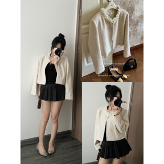  studioby25 | ÁO KHOÁC DẠ NHŨ CỔ VIỀN REN DÁNG LỬNG 