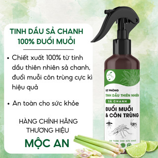 Xịt Phòng Tinh Dầu Sả Chanh MỘC AN 260ml Đuổi Muỗi Hiệu Quả 100% Xịt Thơm Phòng Thư Giãn