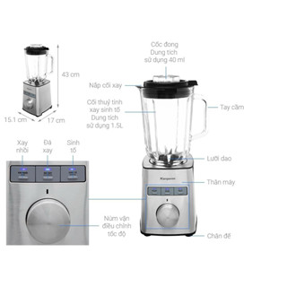PHỤ KIỆN của Máy xay sinh tố Kangaroo KGBL1000X cối thuỷ tinh